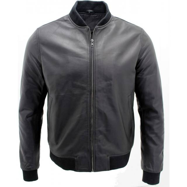 Infinity Leather Mens Varisty Bomber Jacket - Black - Size X-Small