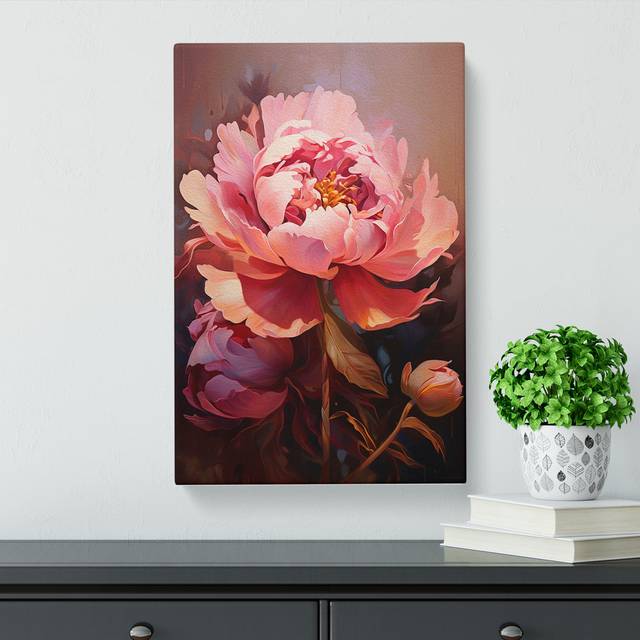 Peony Flower Contemporary - No Frame Art Prints (76cm H x 50cm W x 3cm D)