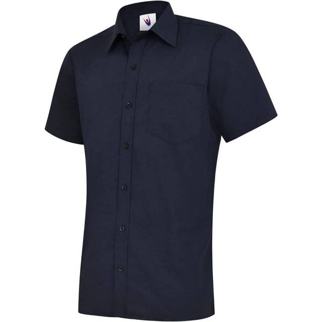 Uneek Mens Poplin Half Sleeve Shirt UC710 Navy 19&quot; Colour: Navy,