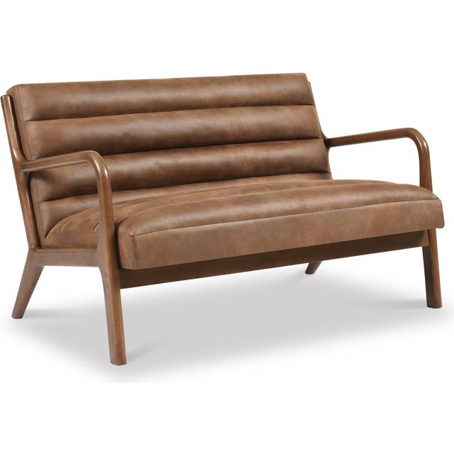 Jacques Mid Century 2 Seater Sofa | Ribbed Faux Leather | Roseland