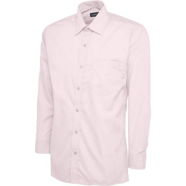 Uneek UC709 Mens Poplin Full Sleeve Shirt Pink 17.5&quot; Colour: Pink