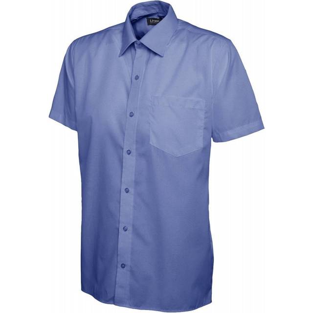 Uneek Mens Poplin Half Sleeve Shirt UC710 Mid Blue 16&quot; Colour: Mi