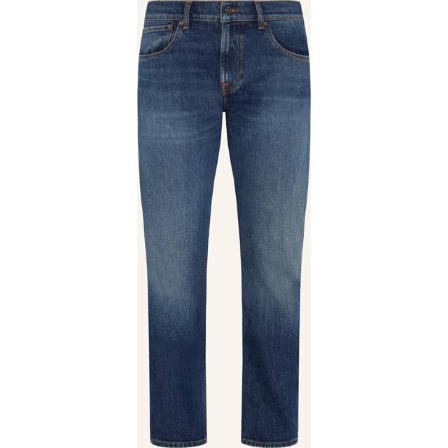 7 for All Mankind Mens Dark Blue the Straight Threadlike Straight-leg Stretch-denim Jeans 34 - DARK BLUE