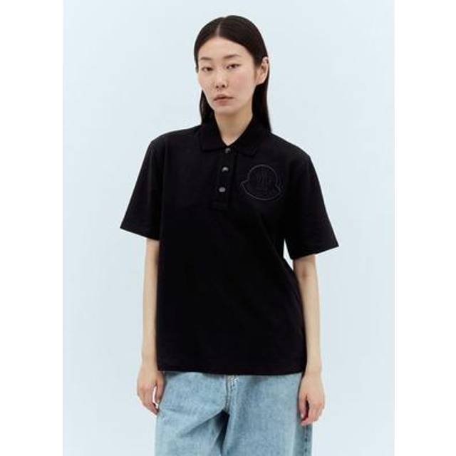 Moncler Black Embroidered-Logo Polo - 999 Black - L