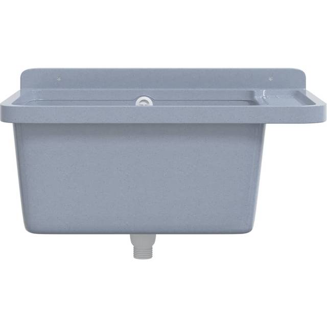 Sink Washbasin for Wall Mounting Grey 60x40x28 cm Resin Vidaxl