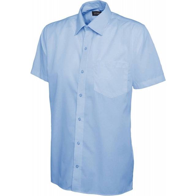 Uneek Mens Poplin Half Sleeve Shirt UC710 Light Blue 15.5&quot; Colour