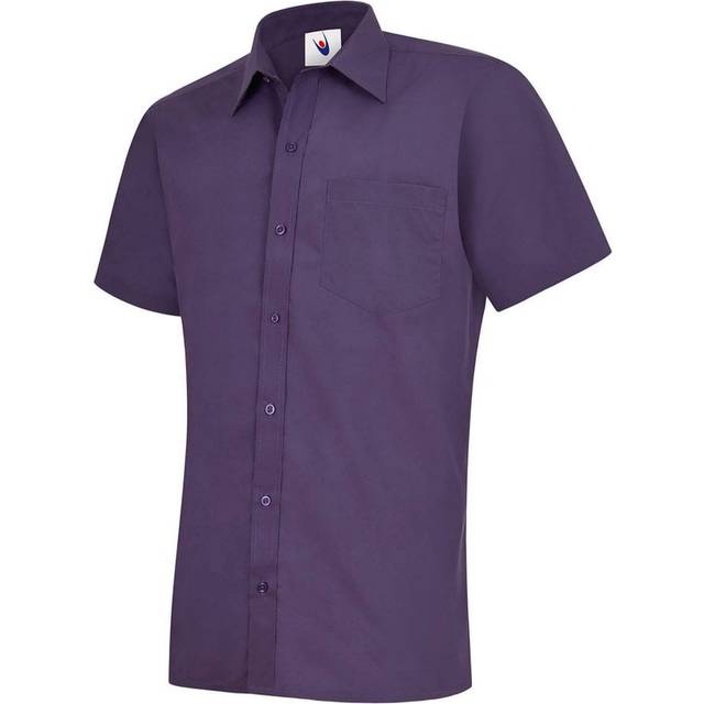 Uneek Mens Poplin Half Sleeve Shirt UC710 Purple 15&quot; Colour: Purp
