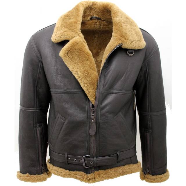 Infinity Leather Mens RAF Sheepskin Aviator Jacket - Skyfair - Brown - Size 2XL