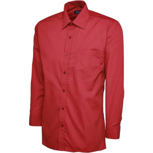 Uneek Mens Poplin Full Sleeve Shirt UC709 Colour: Red, Size: 16&quot;