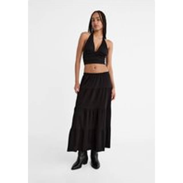 Stradivarius Long flowing knit skirt Black XL