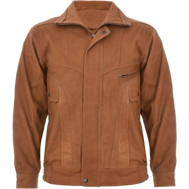Infinity Leather Mens Nappa Bluson Tailored Bomber Jacket - Tan - Size 4XL