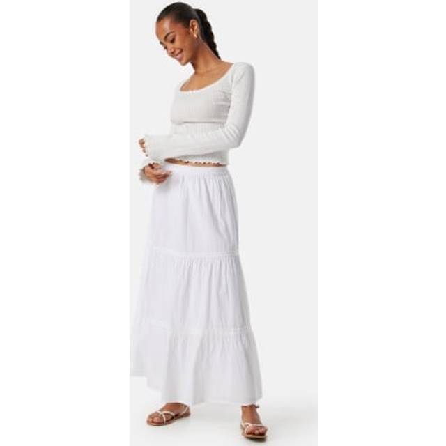 BUBBLEROOM Cotton Maxi Flounce Skirt White XL