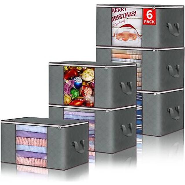 6 Pack Clothes Storage Bags Large Capacity Storage Boxes with Lid Foldable Packing Boxes for Moving House with Durable