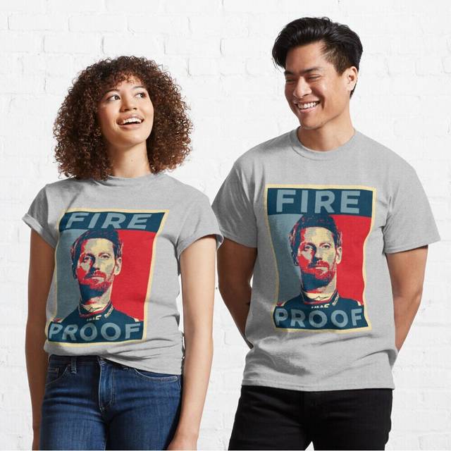 Mens Womens T-shirt Romain Grosjean Fire proof Youth Toddler Short Sleeve Tee Tops Boys