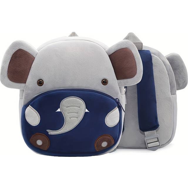 (Elephant) Cute Plush Animal Toddler Backpack - Lightweight & Foldable Travel Bag for Boys & Girls - Perfect Gift Idea