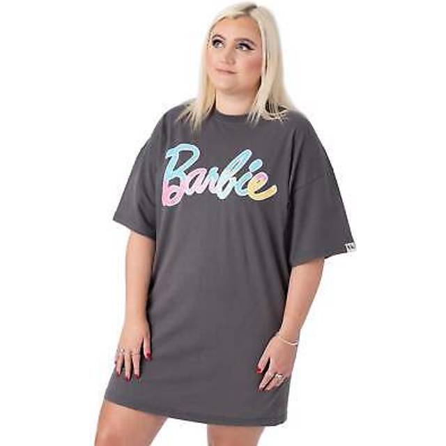 (Medium) Barbie Short Sleeve Skater Dress (Womens Grey)