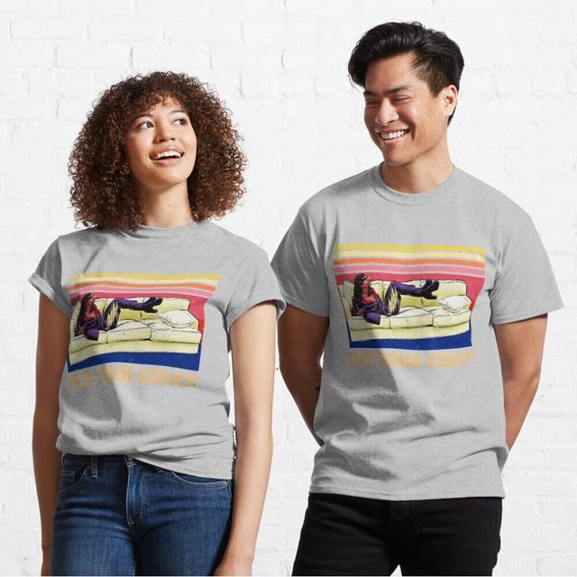 Mens Womens T-shirt Vintage Fuck your couch Girl on Sofa Youth Toddler Short Sleeve Tee Tops Boys