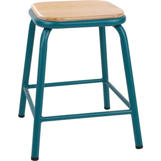 Bolero Cantina Low Stools with Wooden Seat Pad Teal (Pack of 4)