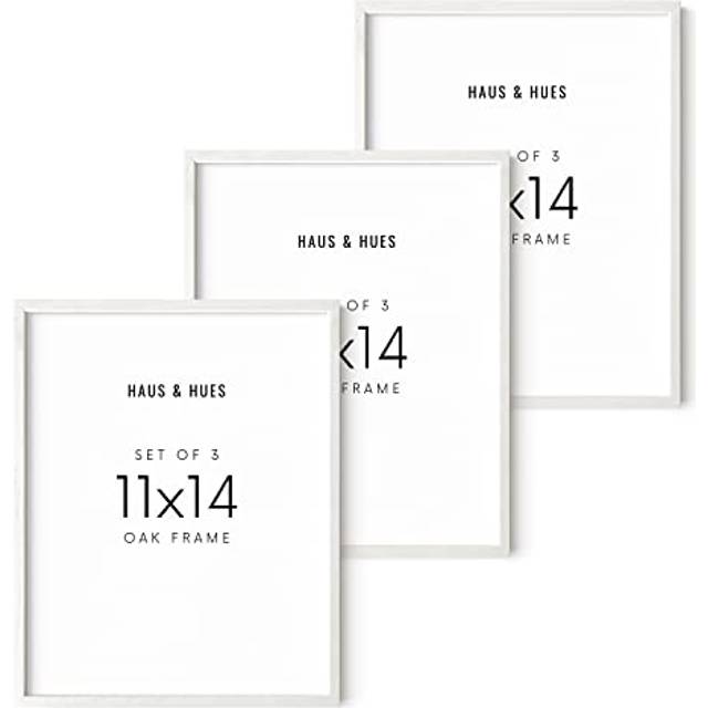HAUS AND HUES 11x14 White Frames- Set of 3 11x14 Picture Frames White Gallery Wall Frame Set  Wooden Picture Frames for 11x14 Prints  White