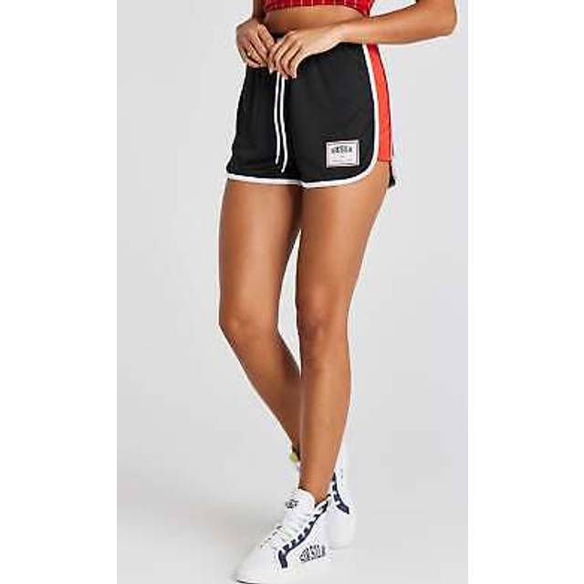 SikSilk Womens Panelled Runner Shorts in Black - Size 4 UK
