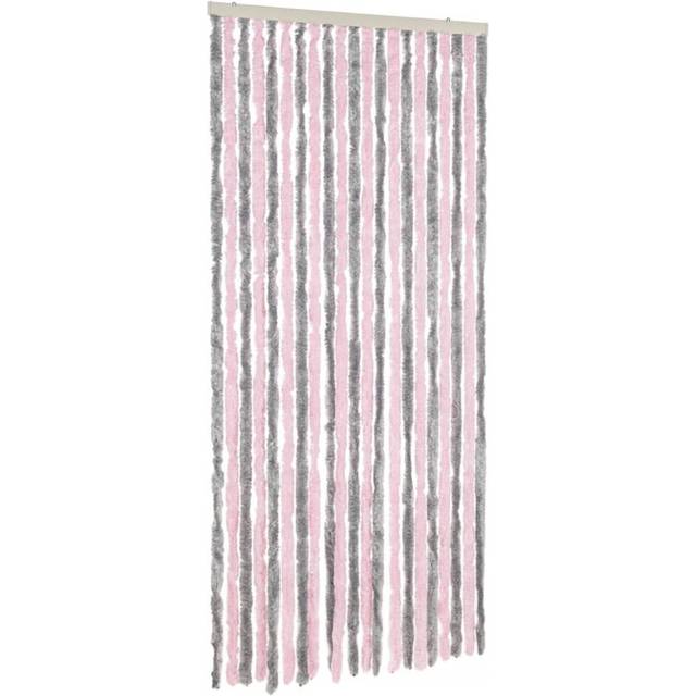 vidaXL Fly Curtain Silver Grey and Pink 100x200 cm Chenille