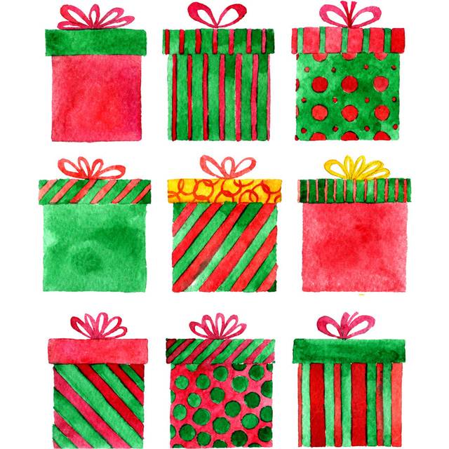 Watercolour Gift Boxes - Wrapped Canvas Graphic Art (51cm H x 51cm W)