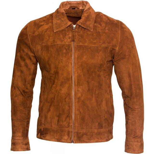 Infinity Leather Mens Retro Goat Suede Biker Jacket - Tan - Size 4XL