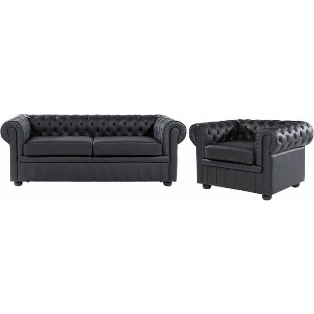 Soffa Chesterfield Svart, brun - Soffgrupp Brun,Svart