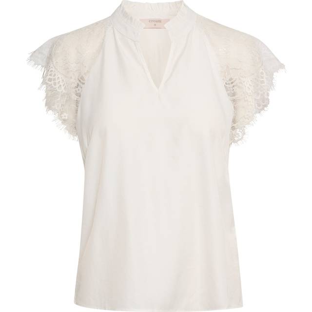 Cream Crnola Lace Blouse Dam Kortärmade Blusar Stl. 38 - Från Magasin - Snow White (38)