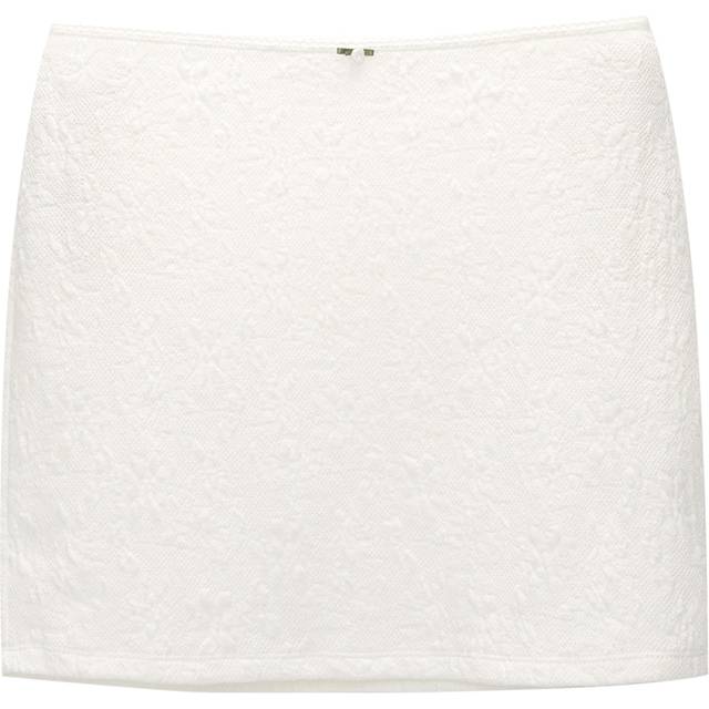 Pull&Bear – Vit minikjol med spets, del av set-Vit/a