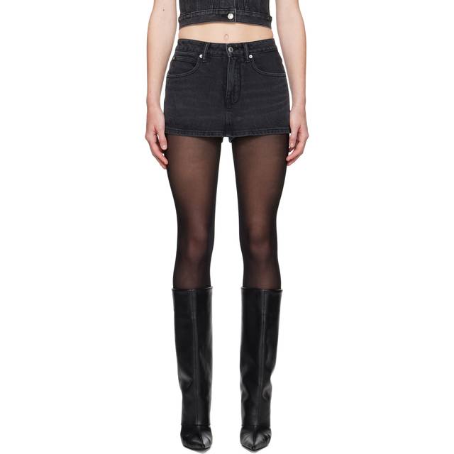 Alexander Wang Black Mid-Rise Denim Skort - GREY AGED 015 - WAIST US 26