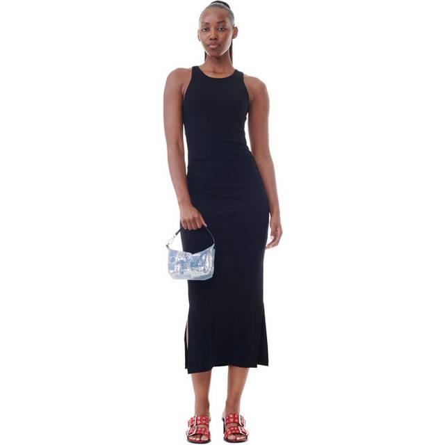 Ganni Ganni | Soft Cotton Rib Tank Top Long Dress | Black Dresses Black XS - Black (XS)
