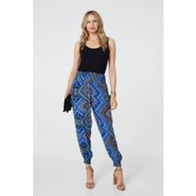 Izabel London Blue Aztec Print High Waist Harem Pants