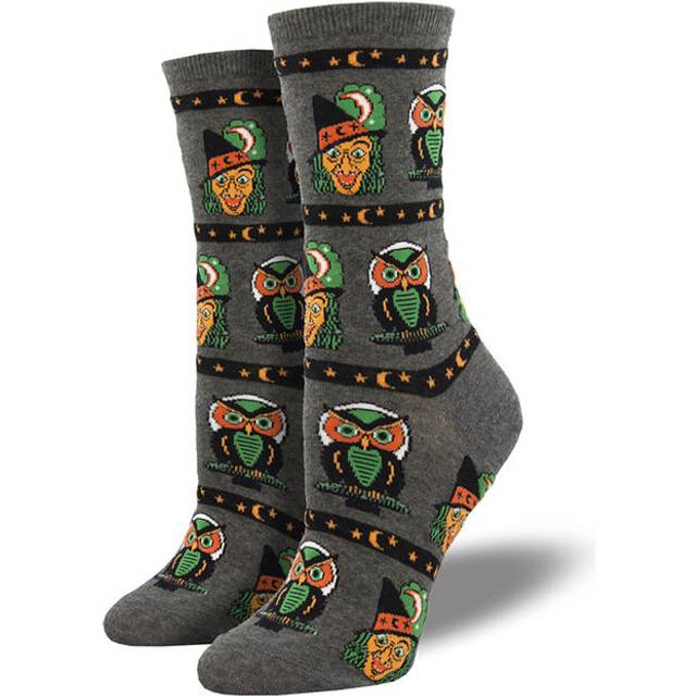 (Witch Owl Gray) Halloween Spooky Pumpkin Jacquard Tide Socks Men's and Women's Couple Mid-Calf Socks, Men's and Women's Socks