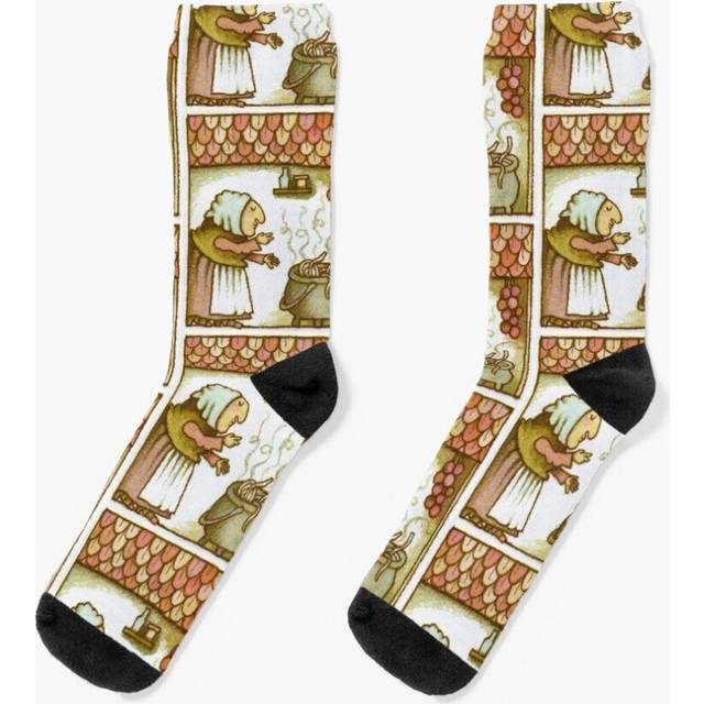Dress Socks Strega Nona Blowing Kisses to Pasta Pot Novelty Fancy Crazy Pattern Crew Casual for Men Women
