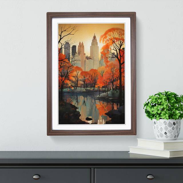 Central Park Deco - Print - Walnut Framed (34cm H x 25cm W x 2cm D)