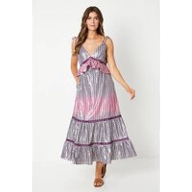 Wallis womens maxi dress purple sleeveless tiered ombre print elegant fit