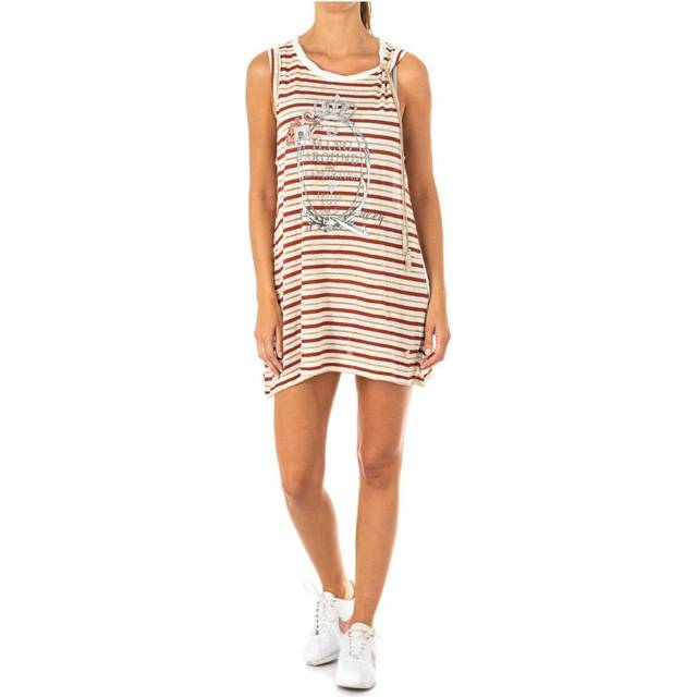 La Martina Womens Sleeveless dress with round neck LWRE31 woman - Brown Linen - Size Medium