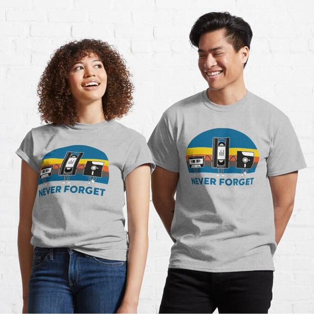 Mens Womens T-shirt Never Forget Vintage Retro Graphic Design Computer Floppy Disks Cassette Cool Gifts Youth Toddler Short Sleeve Tee Tops Boys