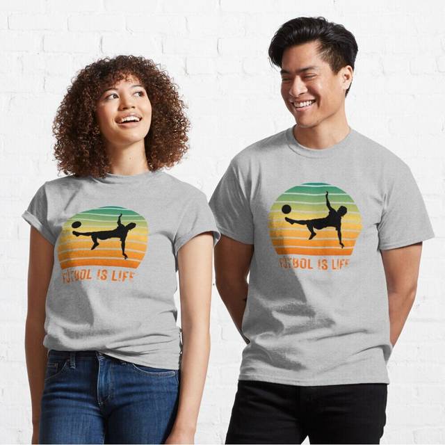 Mens Womens T-shirt FUTBOL IS LIFE Vintage gifts for soccer lovers, football players, and futbol fans Youth Toddler Short Sleeve Tee Tops Boys
