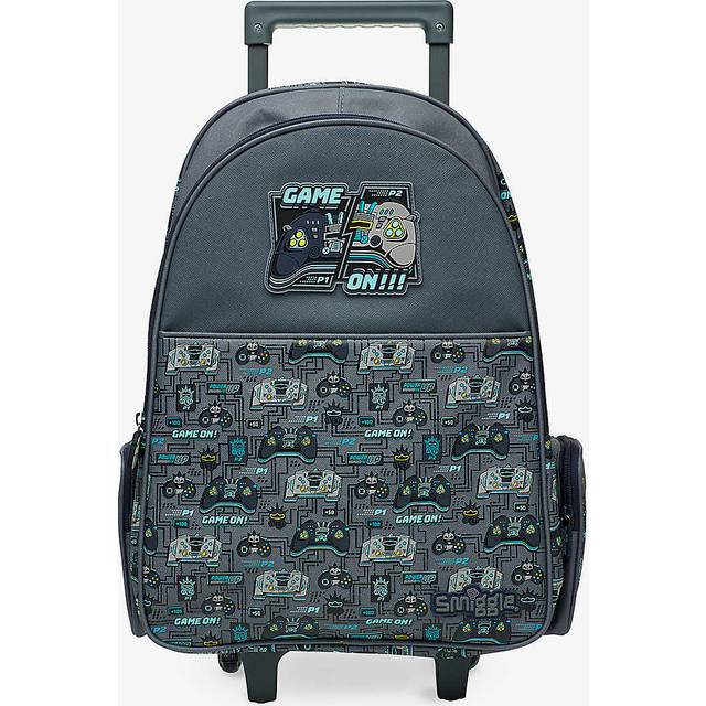 Smiggle Girls Grey Kids Epic Adventures Wheeled Woven Trolley Backpack - GREY