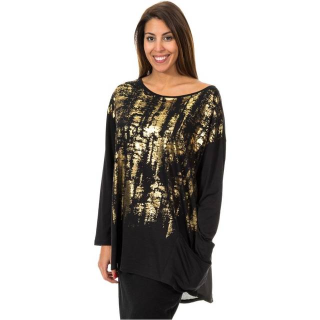 Met Womens boat neck long sleeve t-shirt 10DML0437 - Black - Size X-Small