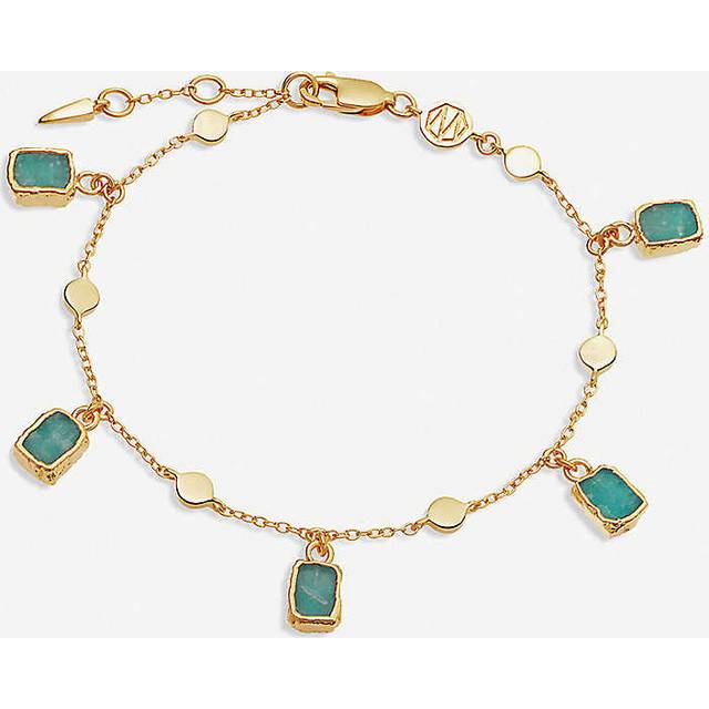 Amazonite Lena Bracelet - Gold - Missoma took inspiration from a trip to Colombia in the creation of their Amazonite Lena Bracelet, this delicate chain featuring drop charms of these pastel stones, interspersed with bobble details. A refined, pretty and altogether dainty piece to add to