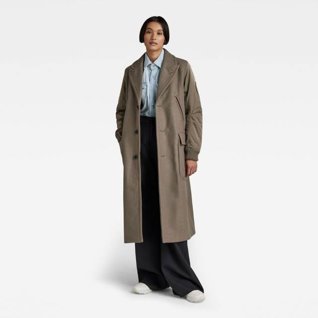 G Star Raw Womens G-Star RAW Wool Long Coat - Brown - Size Large