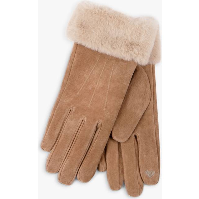 TOTES Isotoner 3 Point ST Leather Gloves - Khaki, Green, Size M, Women