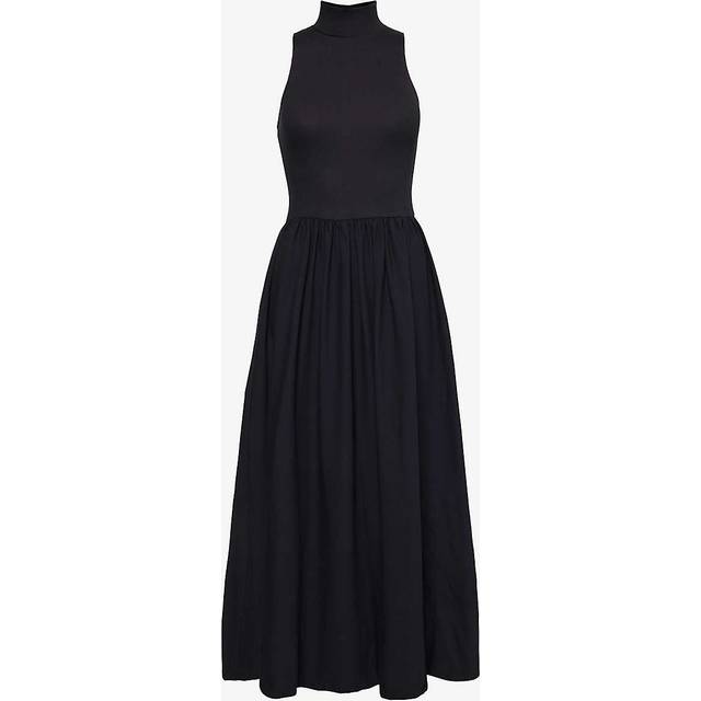Reformation Womens Black Sai Slim-fit Stretch-organic Cotton Maxi Dress M - BLACK