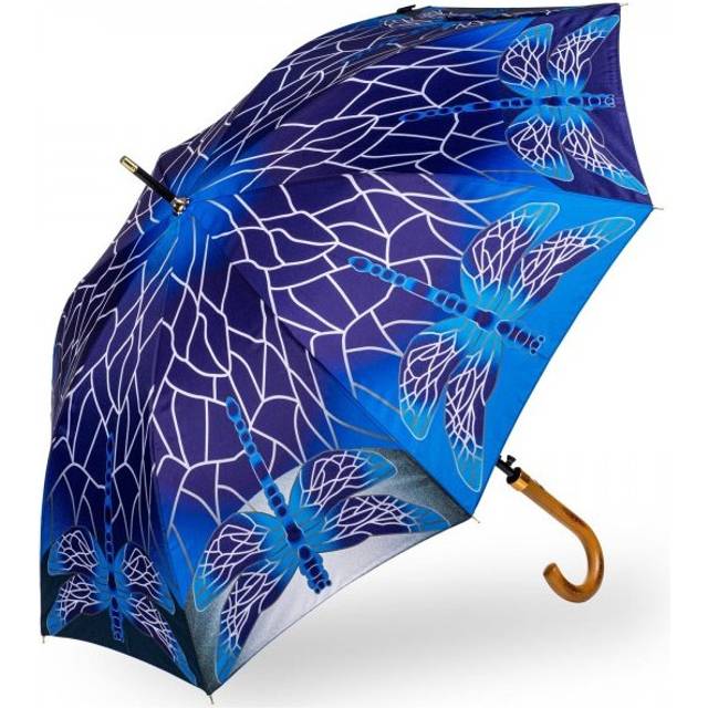 Stormking Classic Walking Length Umbrella - Nature Collection - Blue Stained Glass Dragonfly