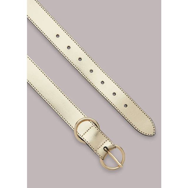 Whistles Womens Barely Black Double-ring Buckle-fastened Metallic-leather Belt S - BARELY BLACK