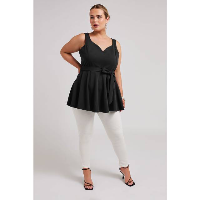 Yours London Curve Black Sleeveless Peplum Top, Women's Curve & Plus Size, Yours London - 26-28
