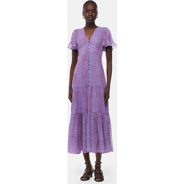 Whistles Sketched Cheetah Print Midi Dress, Purple/Multi